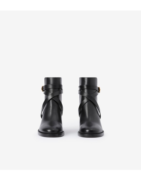 Check and Leather Heel Boots