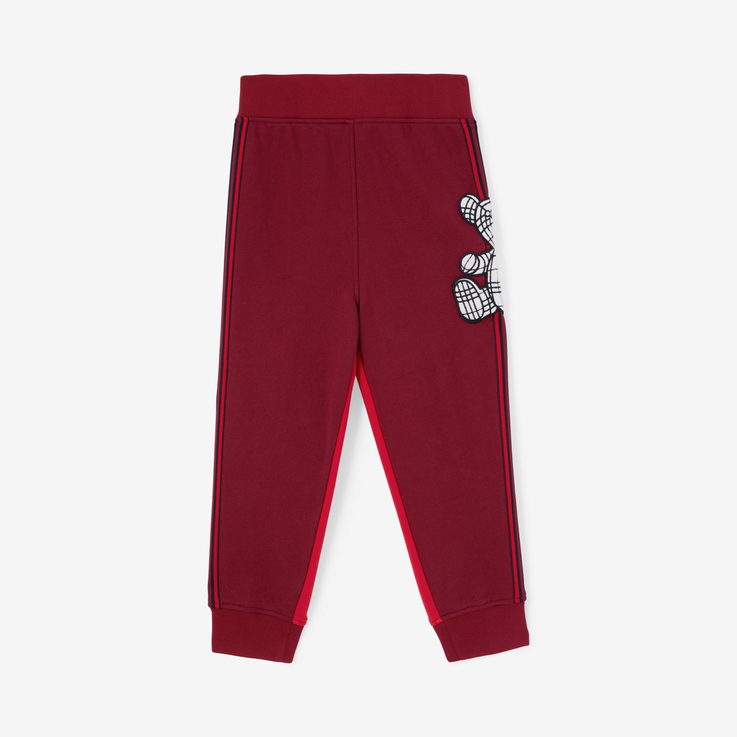 Pantalones de jogging bicolor en algodón con osito Thomas (Granate Fuerte) | Burberry® oficial - 1