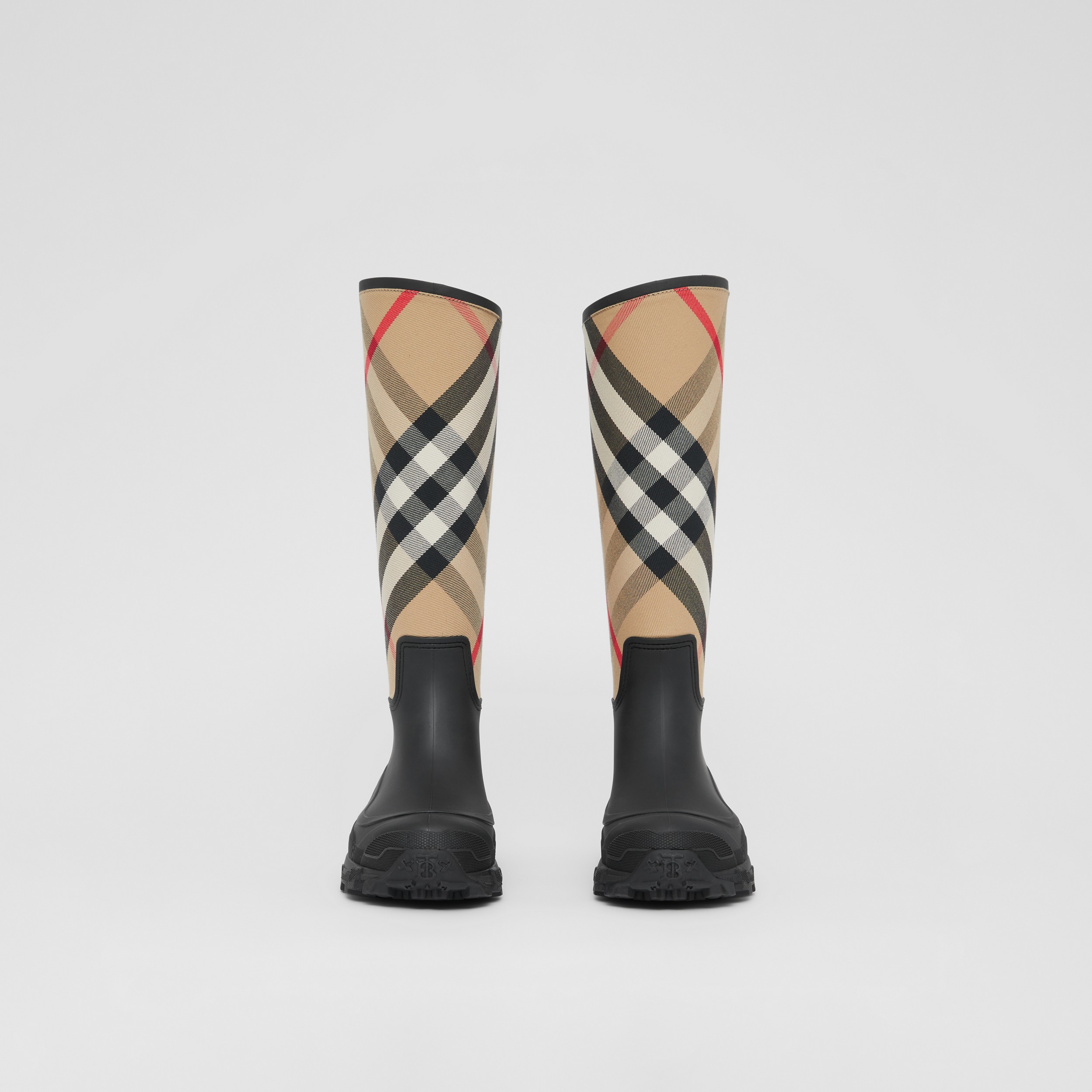 Bio-based Sole House Check Panel Rain Boots in Black/archive Beige - Women | Burberry® Official - 4