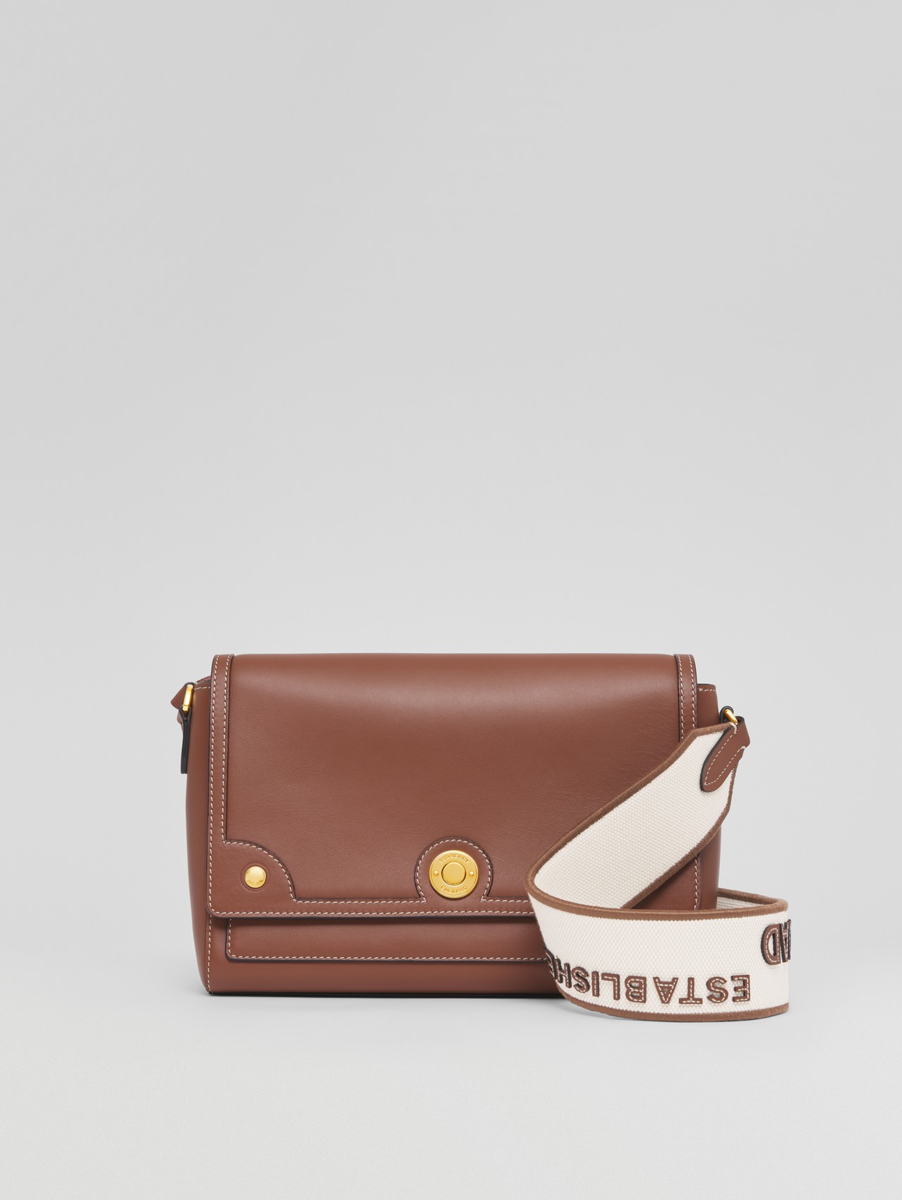 Topstitched Leather Note Crossbody Bag in Tan