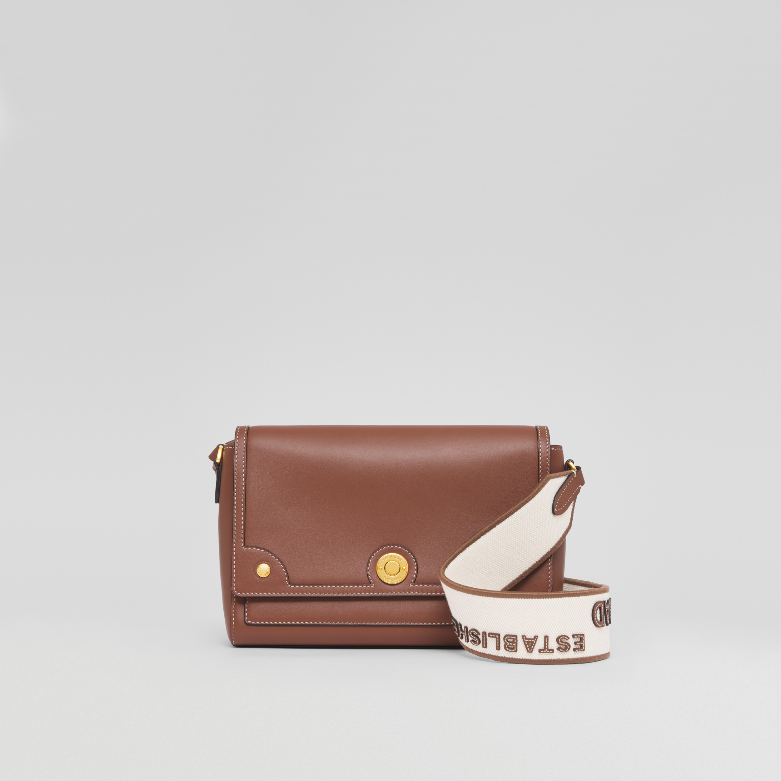 Topstitched Leather Note Crossbody Bag in Tan Women Burberry® Official