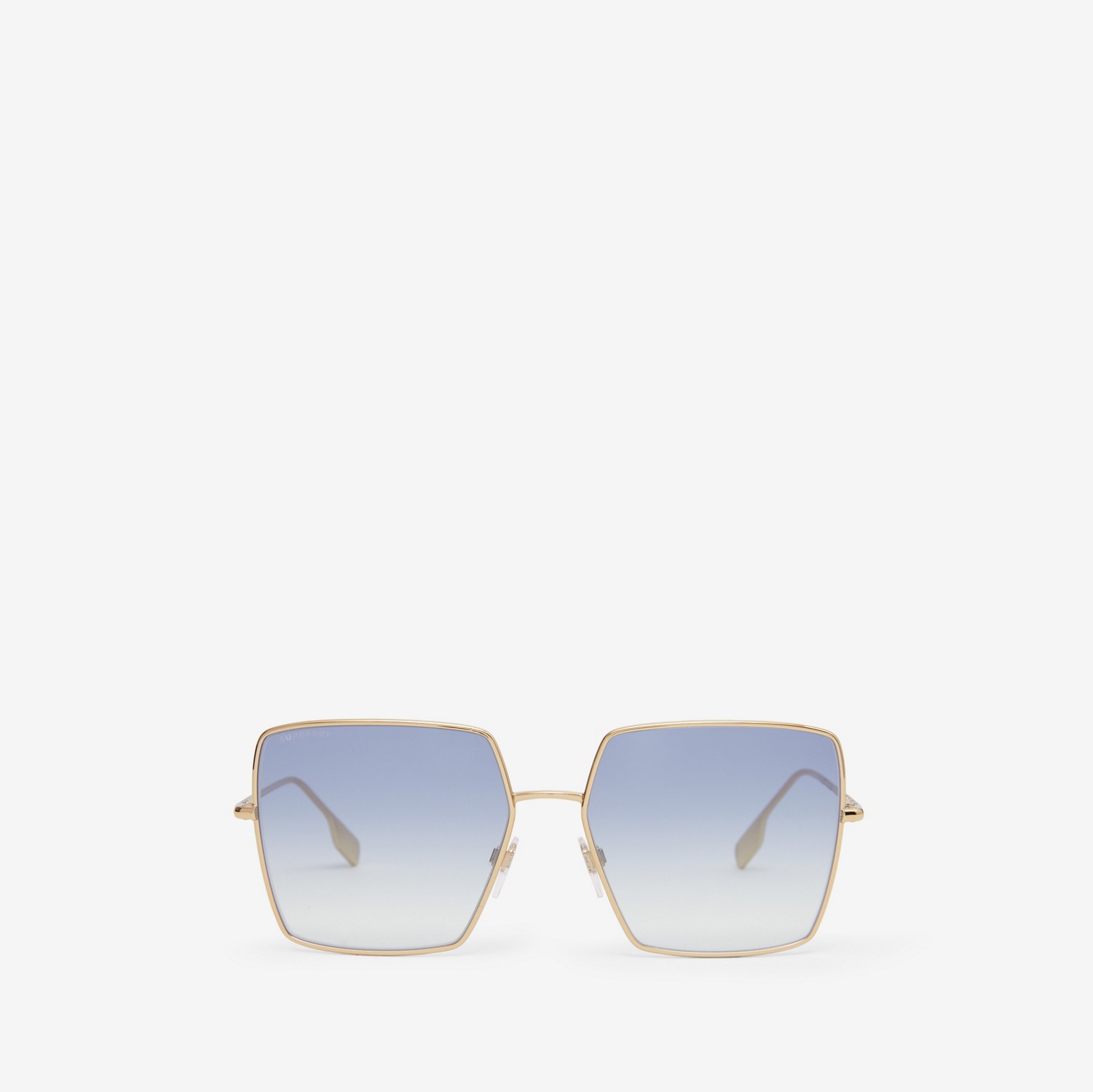 Sonnenbrille mit eckiger Fassung und Streifendetails (Helles Goldfarben) - Damen | Burberry®