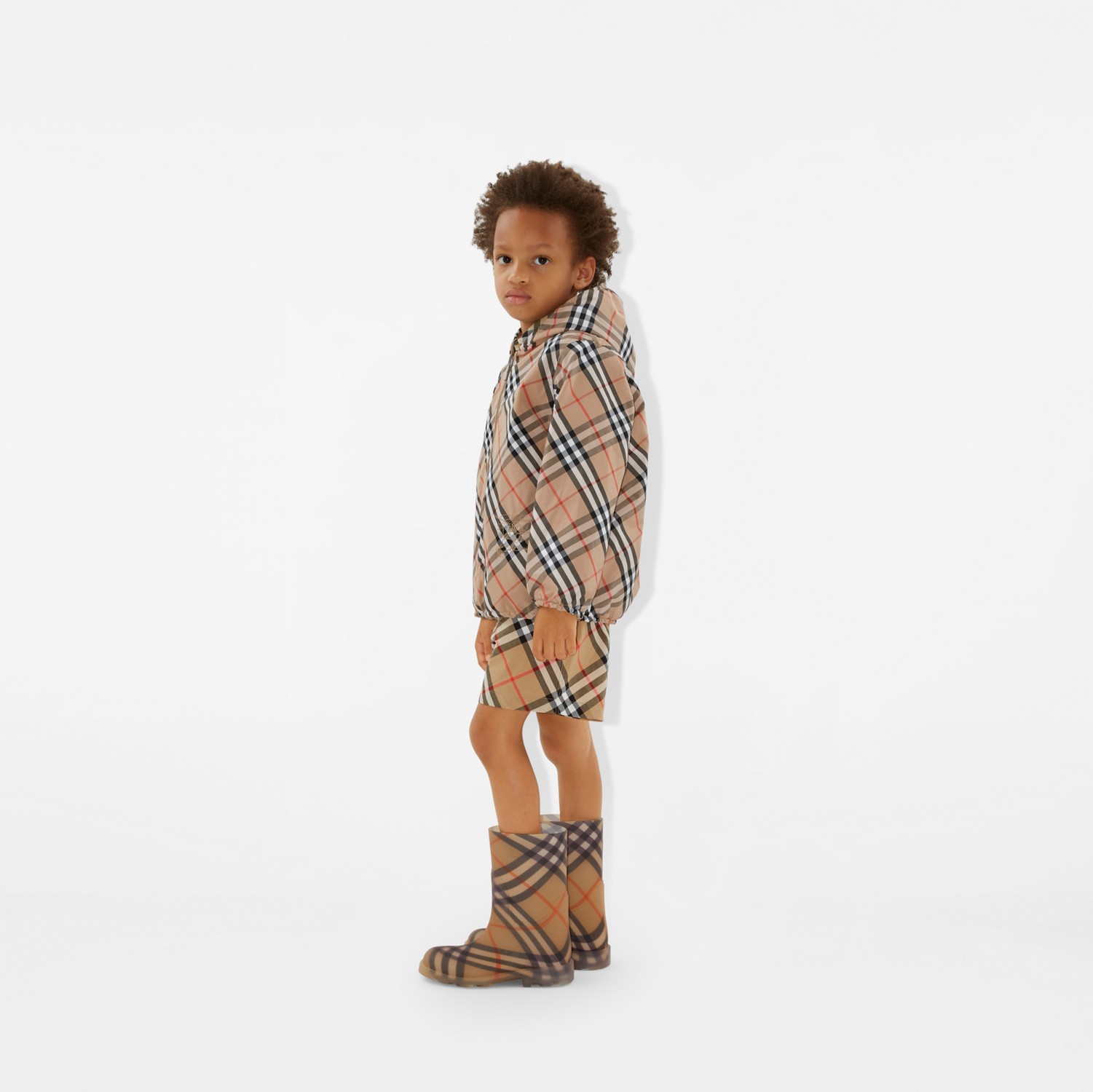 Reversible Check Cotton Blend Jacket in Sand | Burberry Reversible Check Cotton Blend Jacket in Sand | Burberry