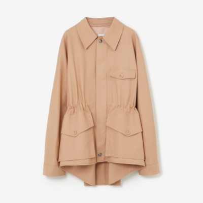 Burberry Cotton Gabardine Oversized Field Jacket In Pale Nude