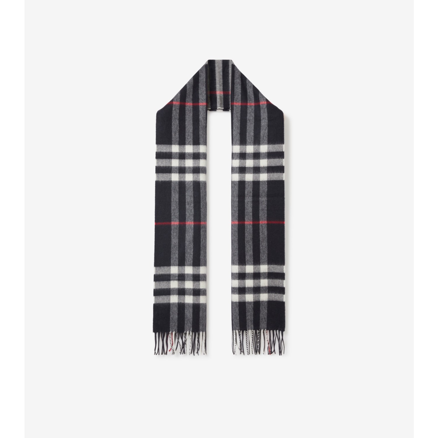 Check Cashmere Scarf in Navy | Burberry® Official