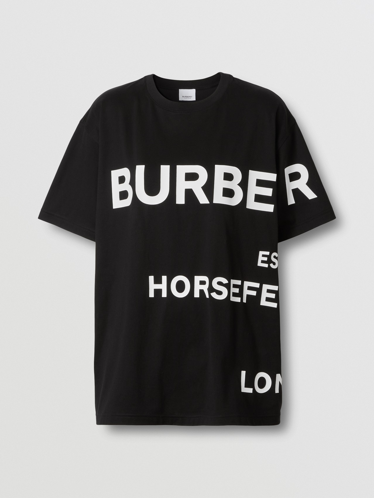 Horseferry Print Cotton Oversized T-shirt in Black