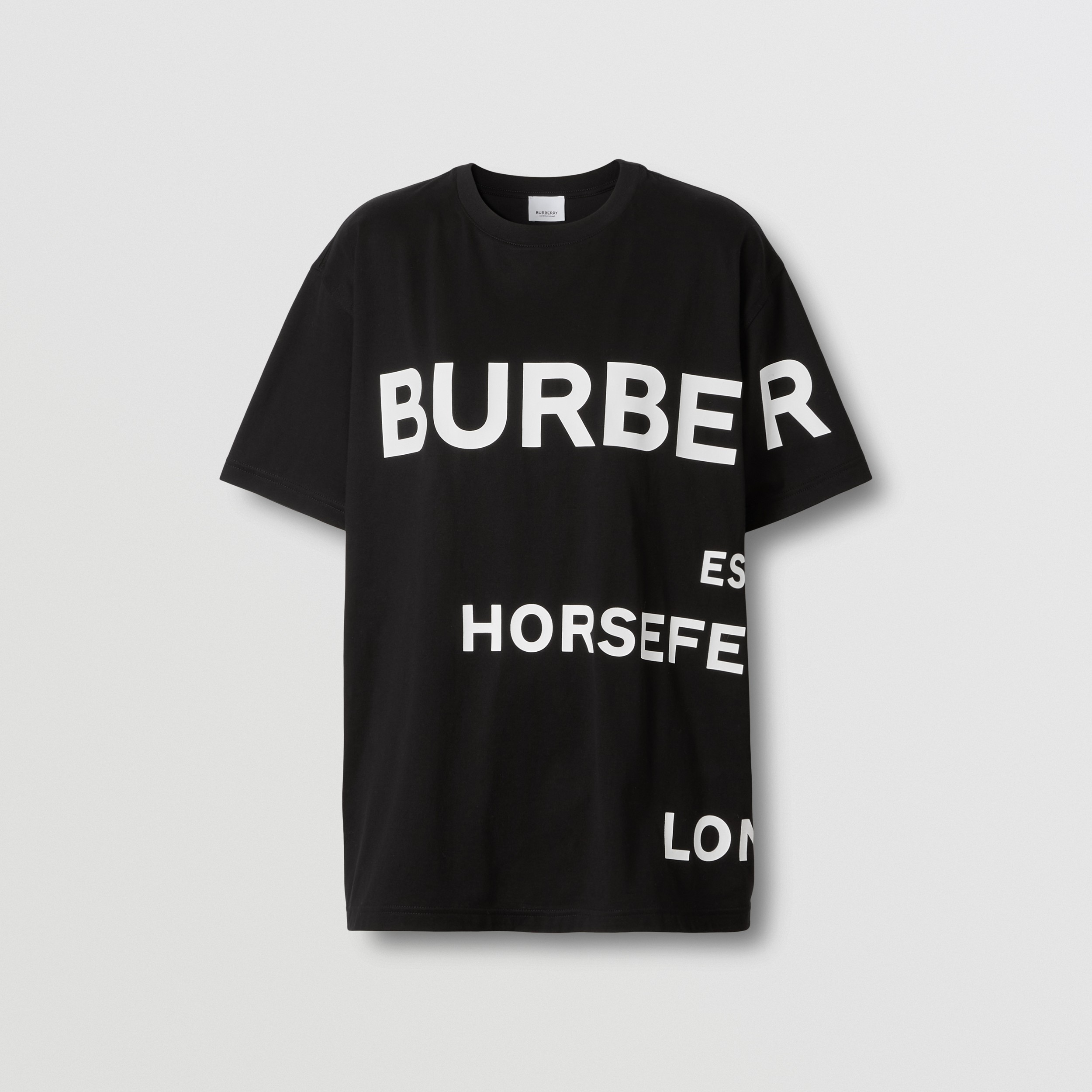 Horseferry Print Cotton Oversized T-shirt in Black - Women | Burberry® Official - 4