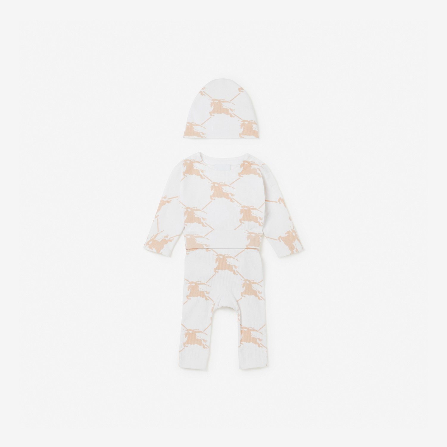 马术骑士徽标三件套婴儿礼品套装 (浅饼干色) - 儿童 | Burberry® 博柏利官网