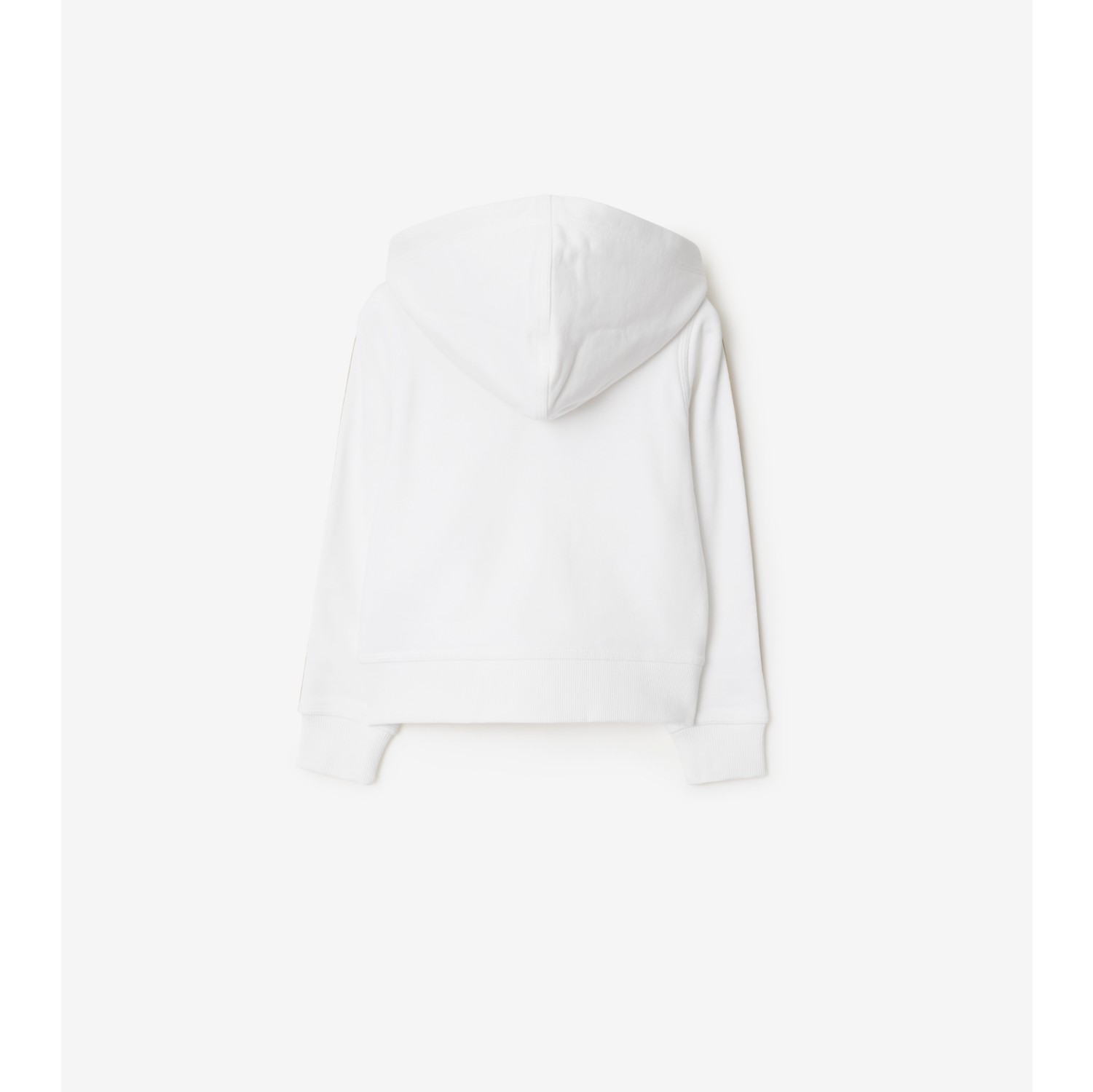 Check Trim Cotton Zip Hoodie in White | Burberry® Official