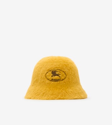 Knight Stamp Faux Fur Bucket Hat in Pear yellow - Men