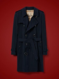 Coal Blue Cotton Gabardine Mid-length Kensington Heritage Trench Coat