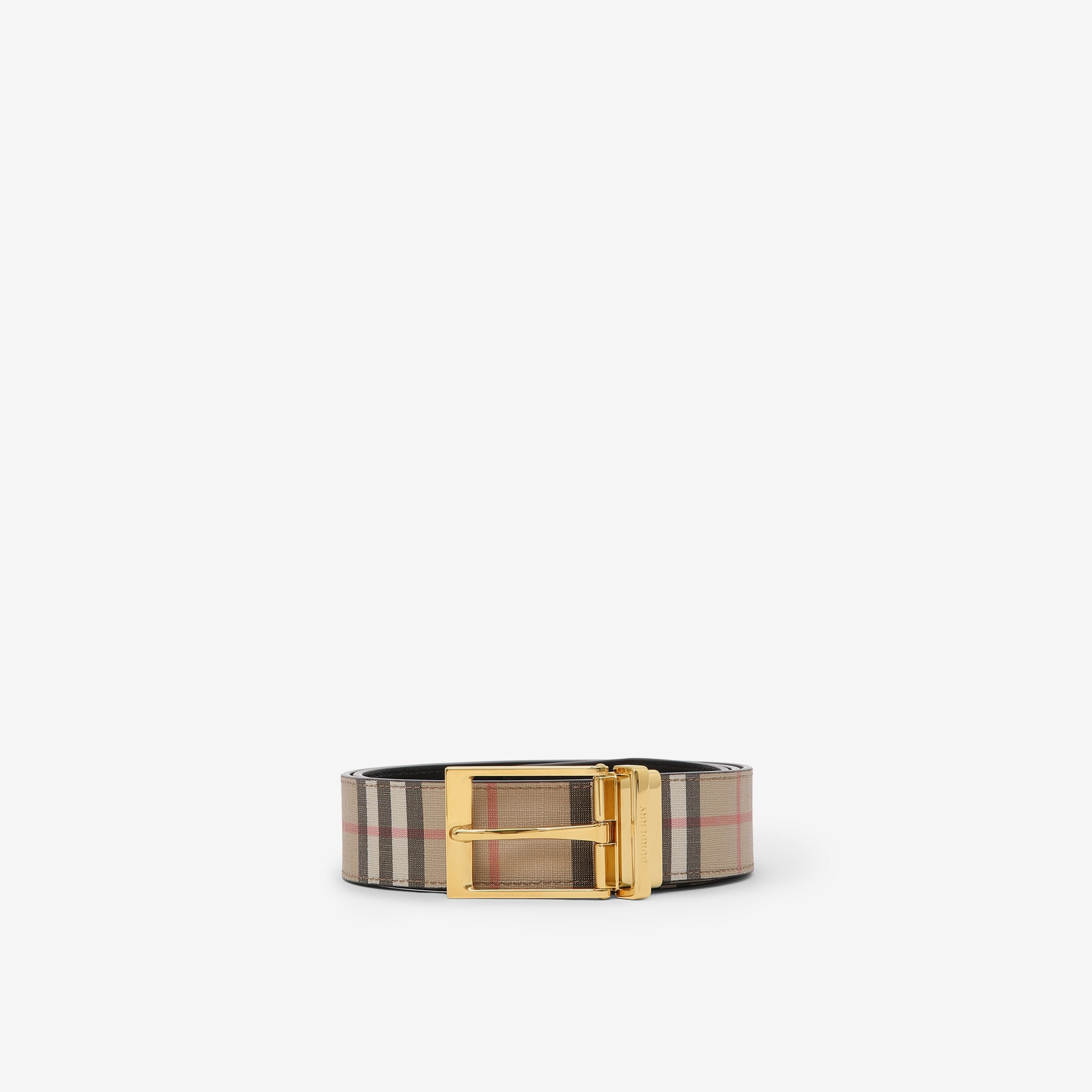 Reversible Vintage Check and Leather Belt in Archive Beige/gold - Men | Burberry® Official - 1