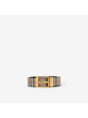 Reversible Vintage Check and Leather Belt
