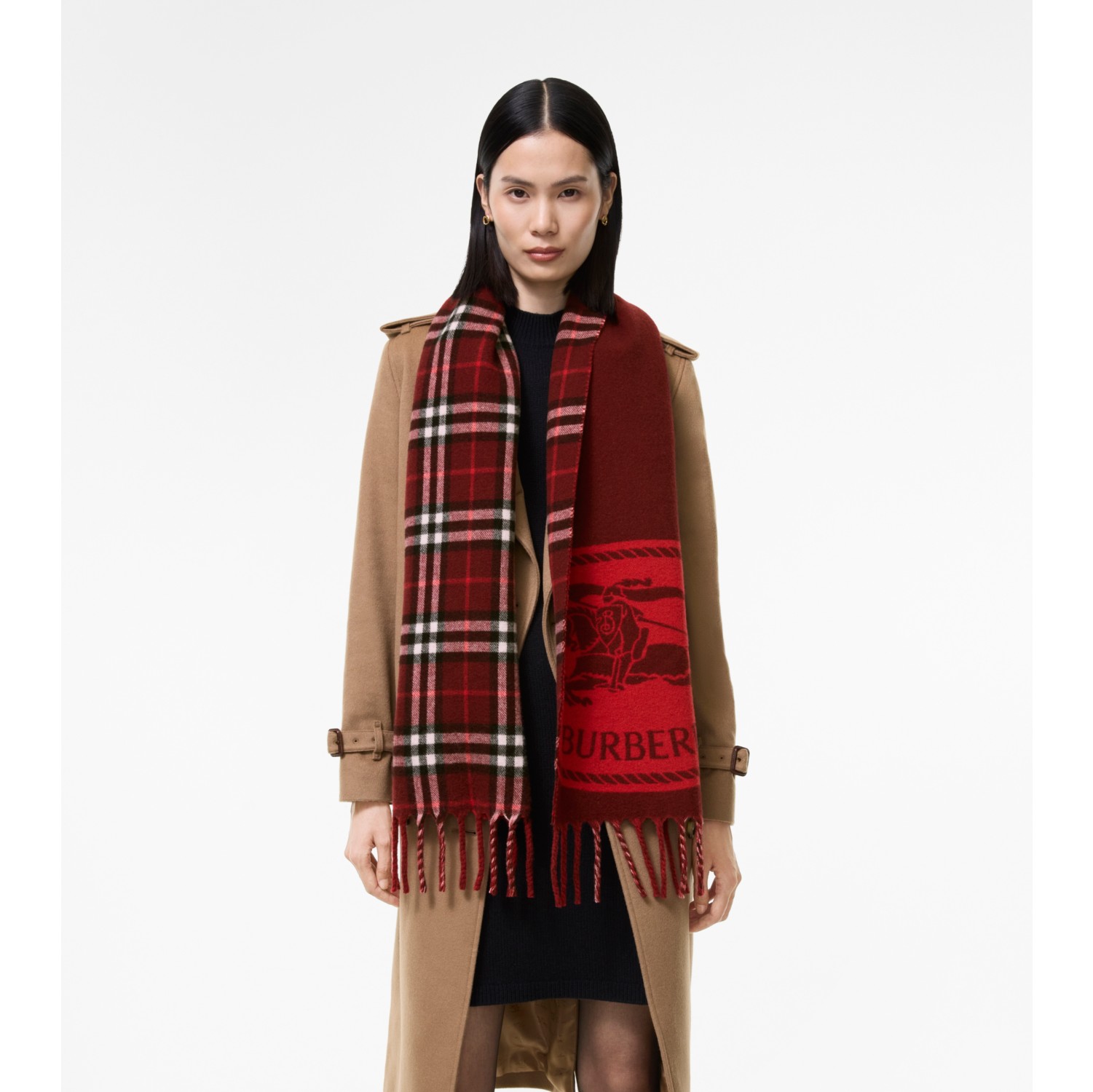 Reversible Knight Stamp Scarf in Oxblood red | Burberry® Official