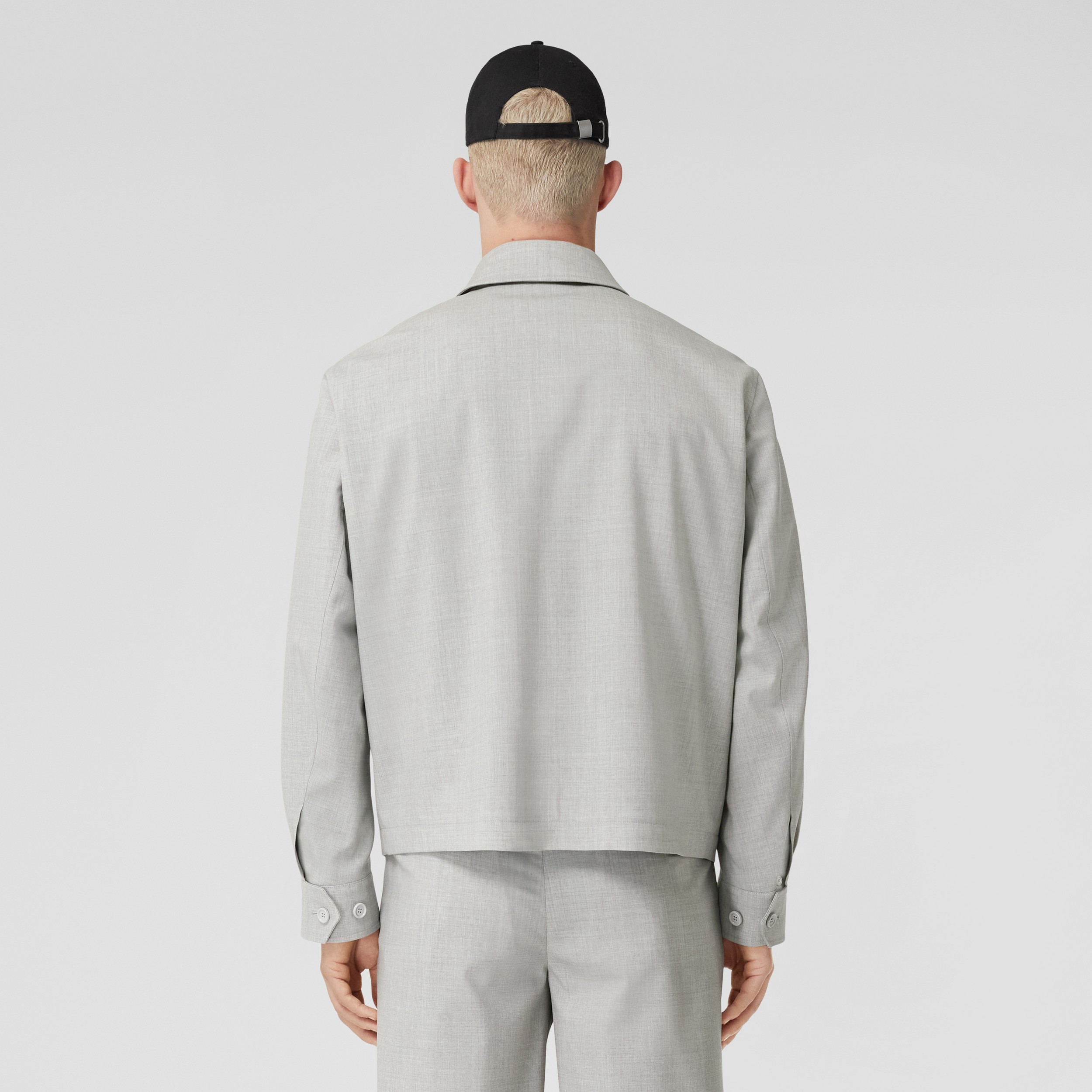 Monogram Motif Wool Harrington Jacket in Grey Taupe Melange - Men | Burberry® Official - 3