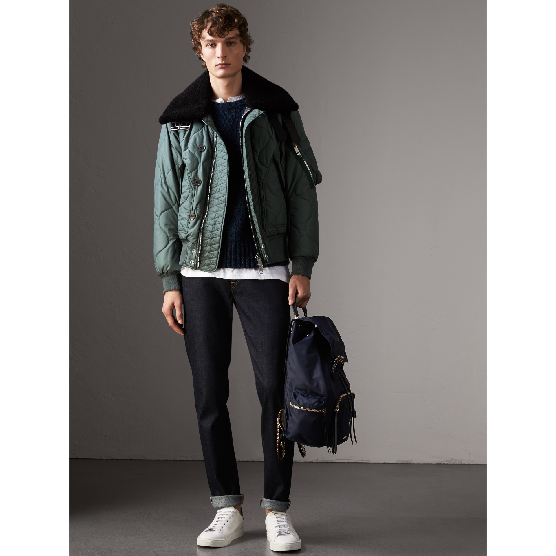 BURBERRY The Large Rucksack in Technical Nylon and Leather