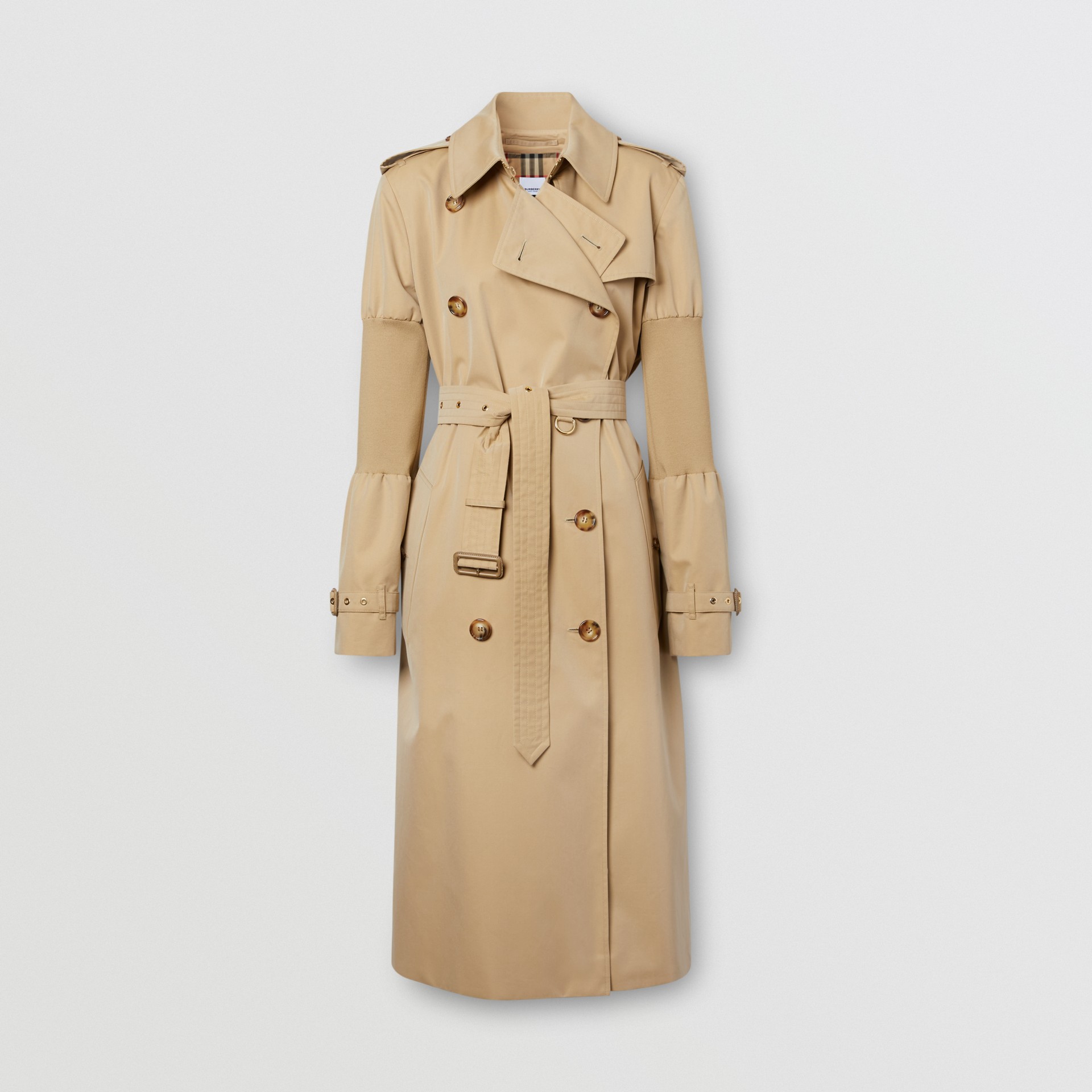 Panelled-sleeve Cotton Gabardine Oversized Trench Coat in Honey - Women ...