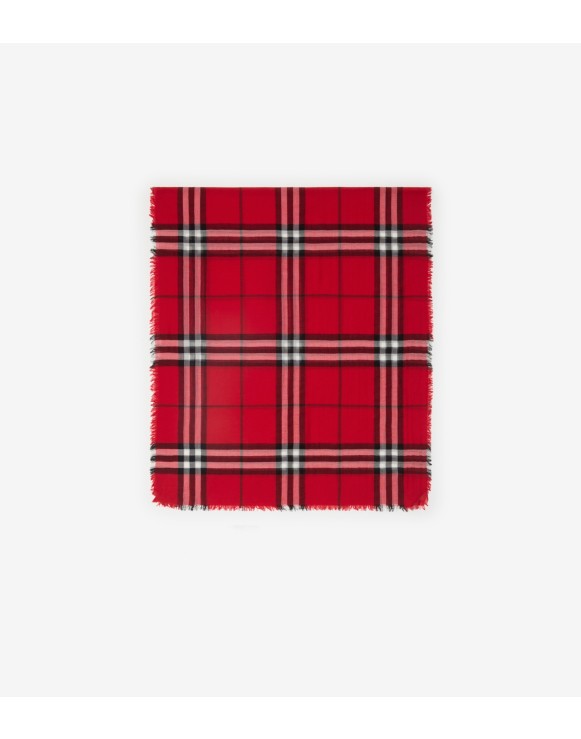 Wide Check Wool Scarf