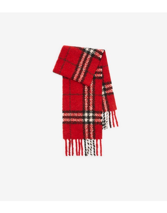 Check Alpaca Wool Blend Bouclé Scarf