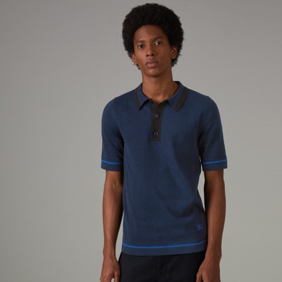 navy blue burberry polo shirt