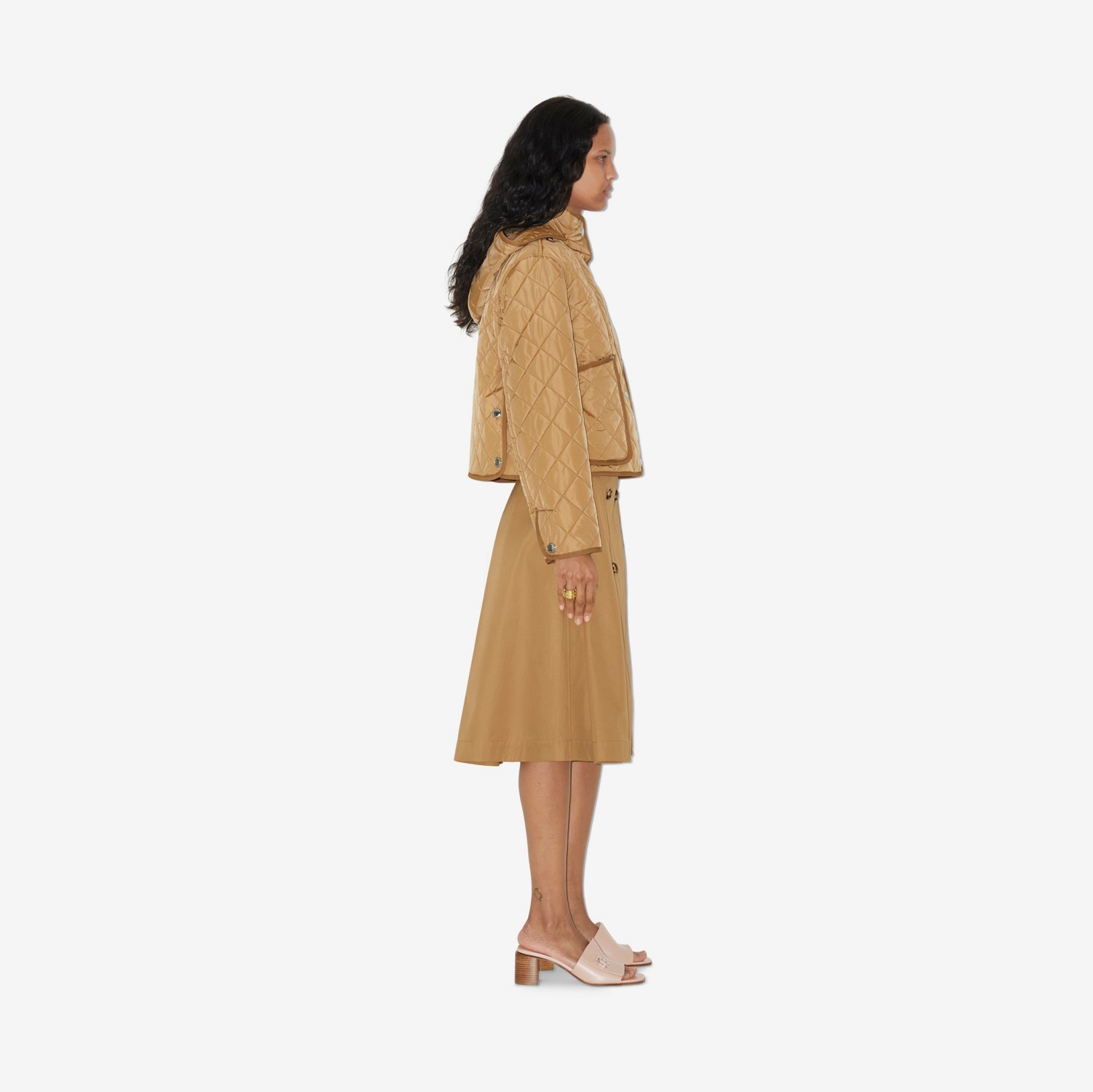 Cotton Gabardine Trench Skirt in Camel - Women | Burberry® Official