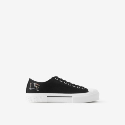 Burberry Check Ekd Cotton Sneakers In Black