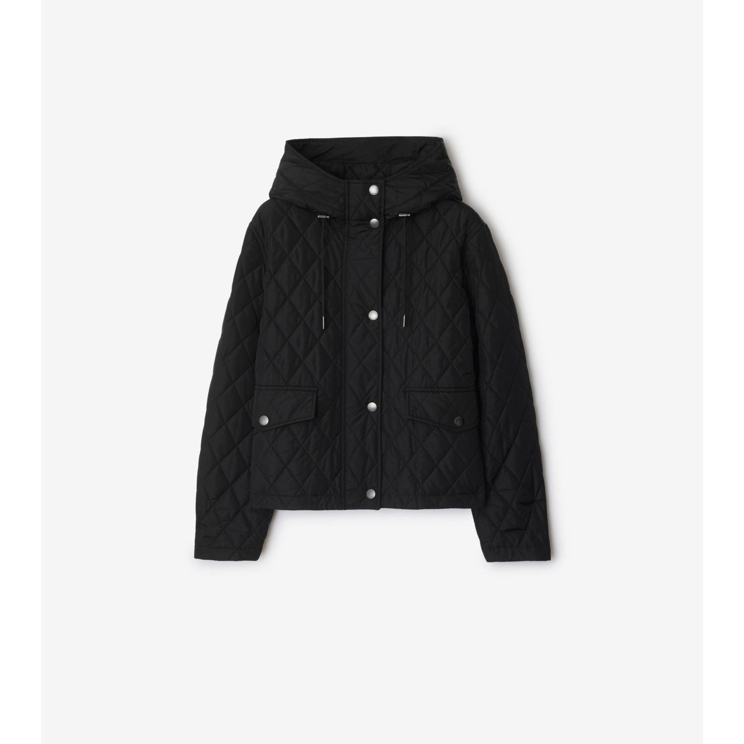 Cropped Quilted Nylon Hooded Jacket