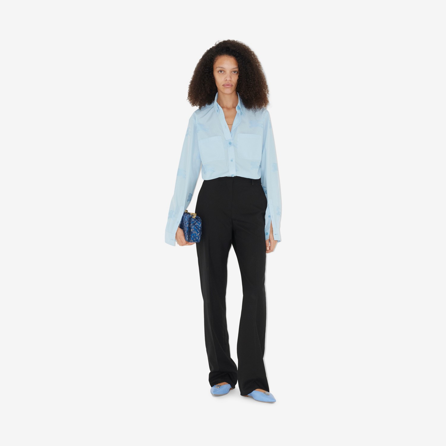 EKD Cotton Oversized Shirt in Pale Blue - Women | Burberry® Official
