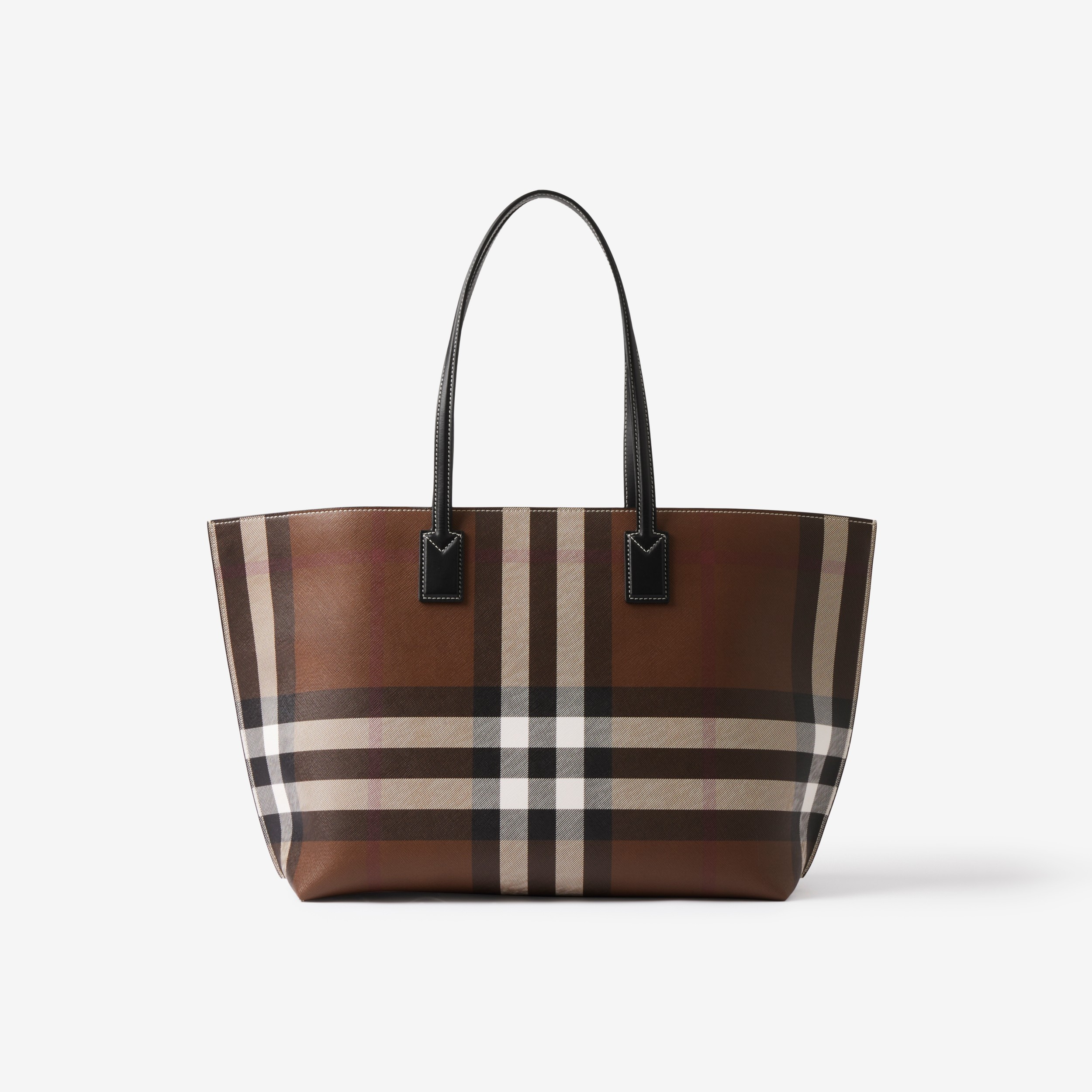 Arriba 37+ imagen burberry check and leather tote
