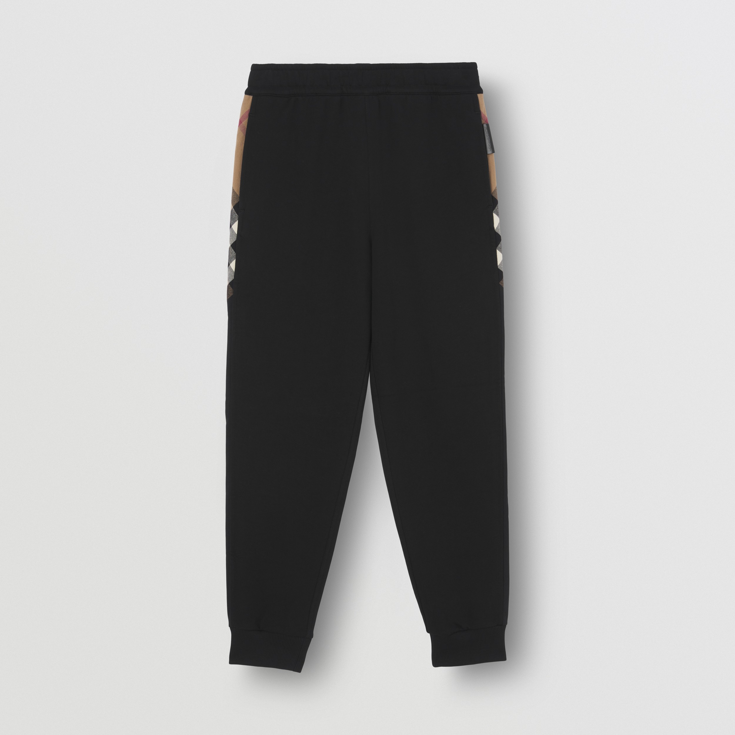 Check Panel Cotton Jogging Pants in Black | Burberry® Official - 4