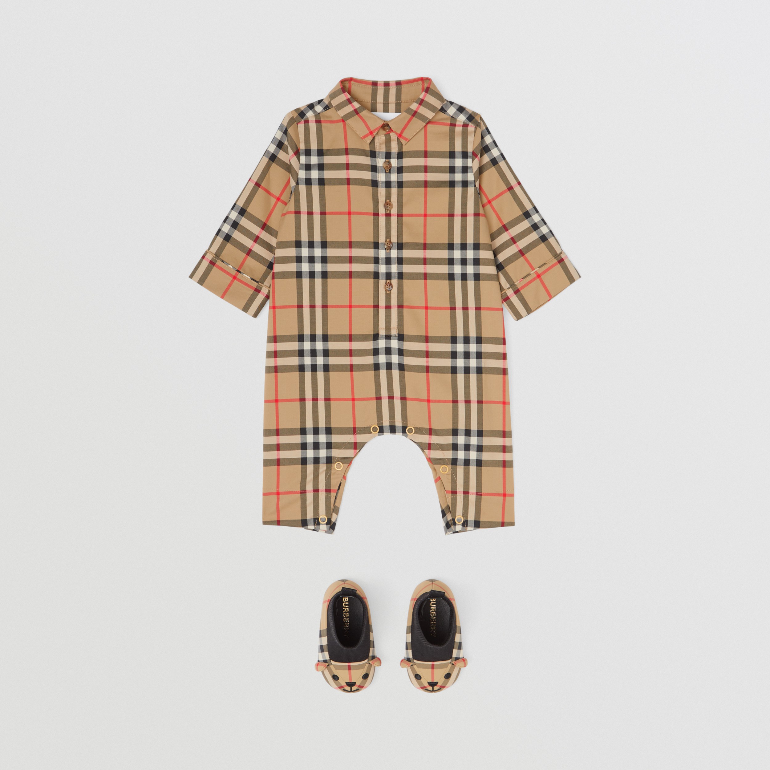 Vintage Check Cotton Twill Jumpsuit in Archive Beige - Children | Burberry® Official - 3