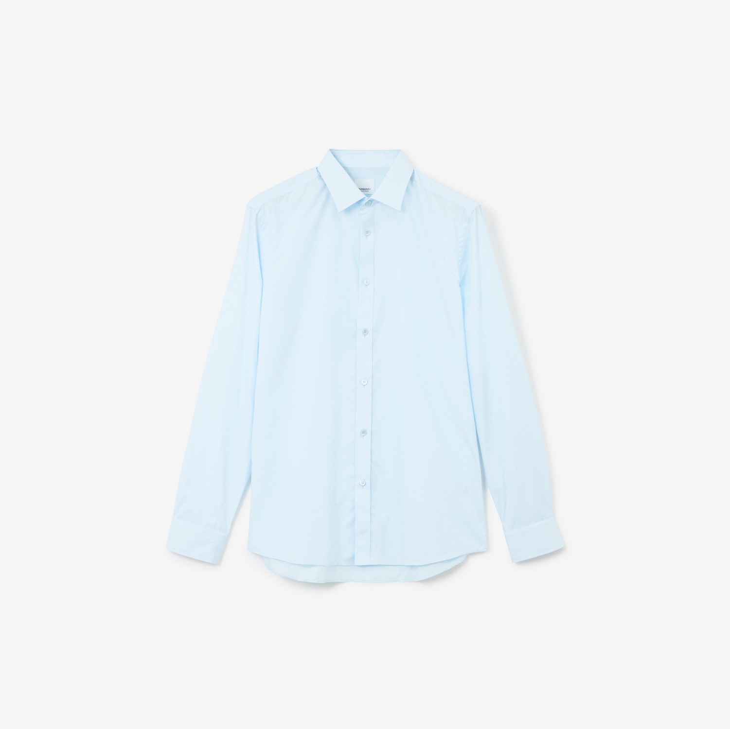 Camisa de algodão com monograma em corte slim (Azul Claro) - Homens | Burberry® oficial