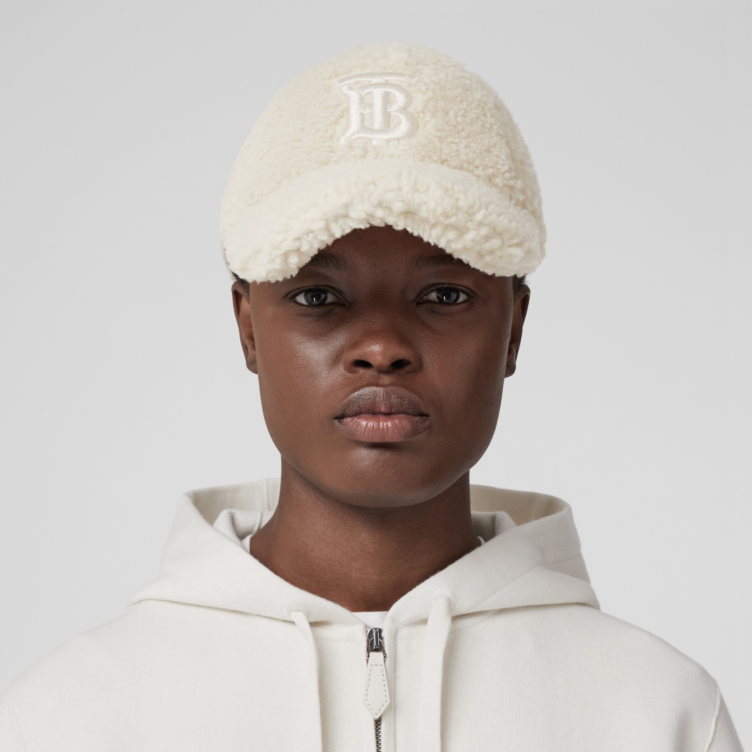Monogram Motif Cashmere Cotton Blend Zip Hoodie in Natural White - Women | Burberry® Official - 2
