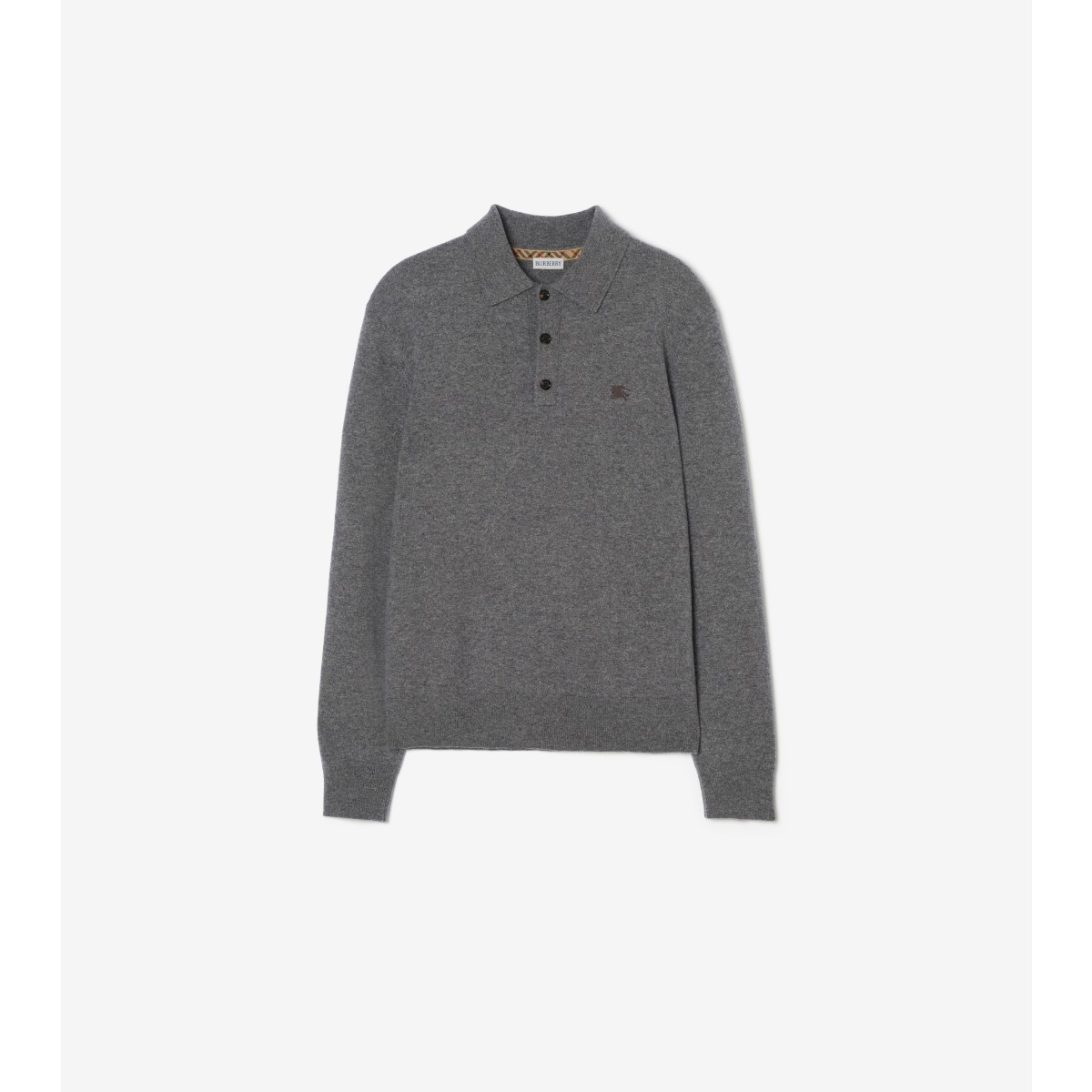  Embroidered Long-sleeve Cashmere Blend Polo Shirt