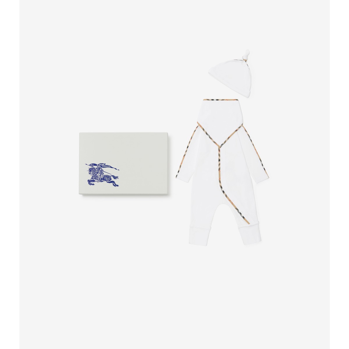  Check Stretch Cotton Three-piece Baby Gift Set