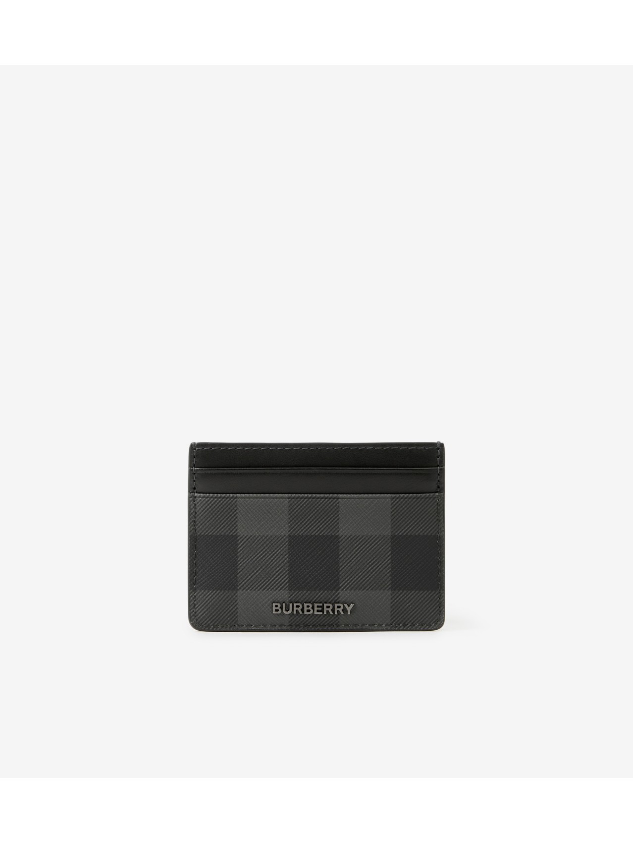 Burberry Exaggerated Check Money Clip Card Case in Dark Charcoal Blue - Men, Burberry® Official