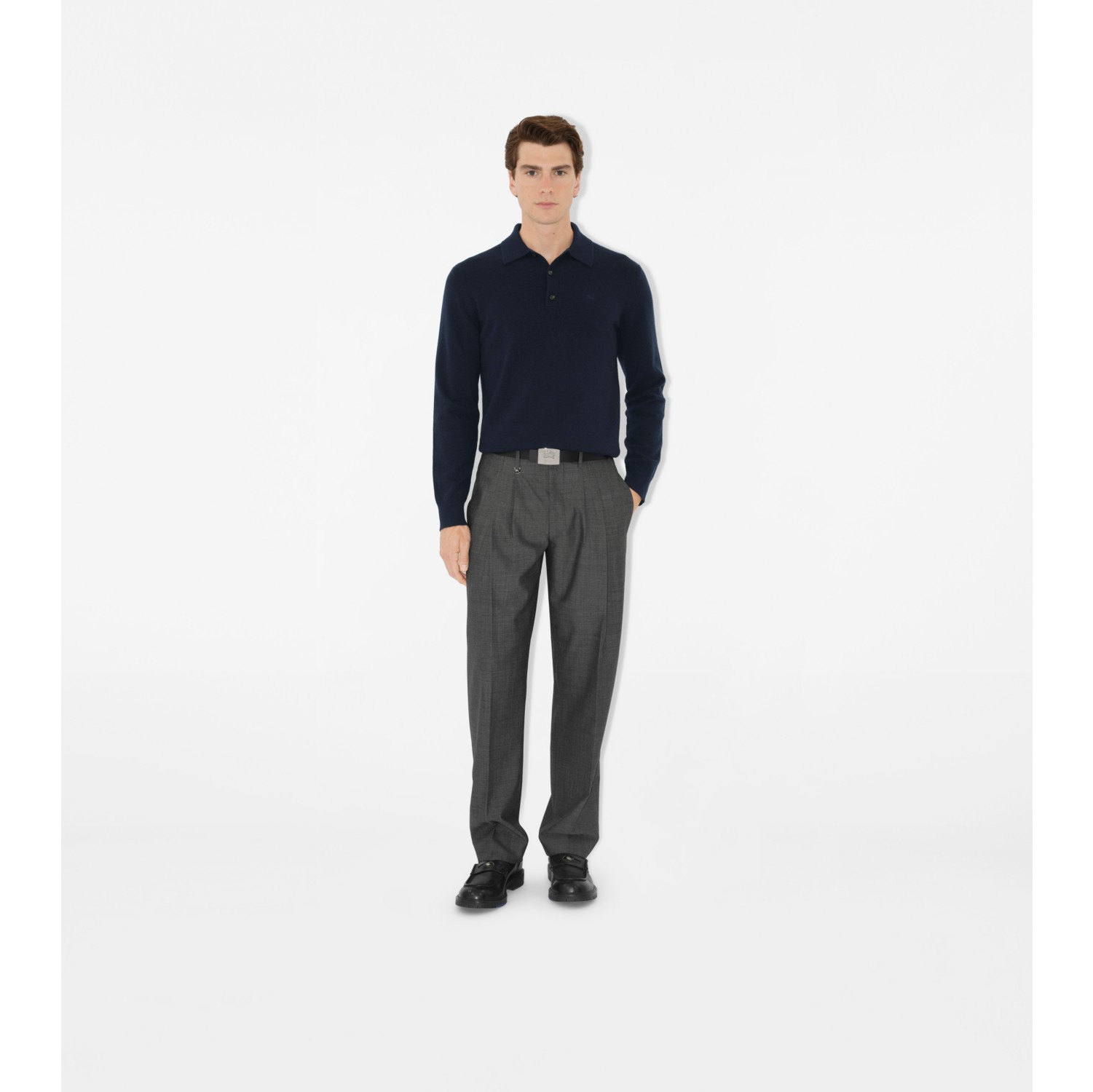 Long-sleeve Cashmere Blend Polo Shirt
