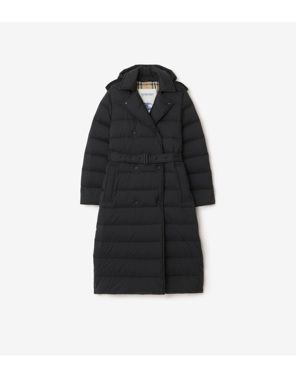 Long Nylon Hooded Puffer Coat