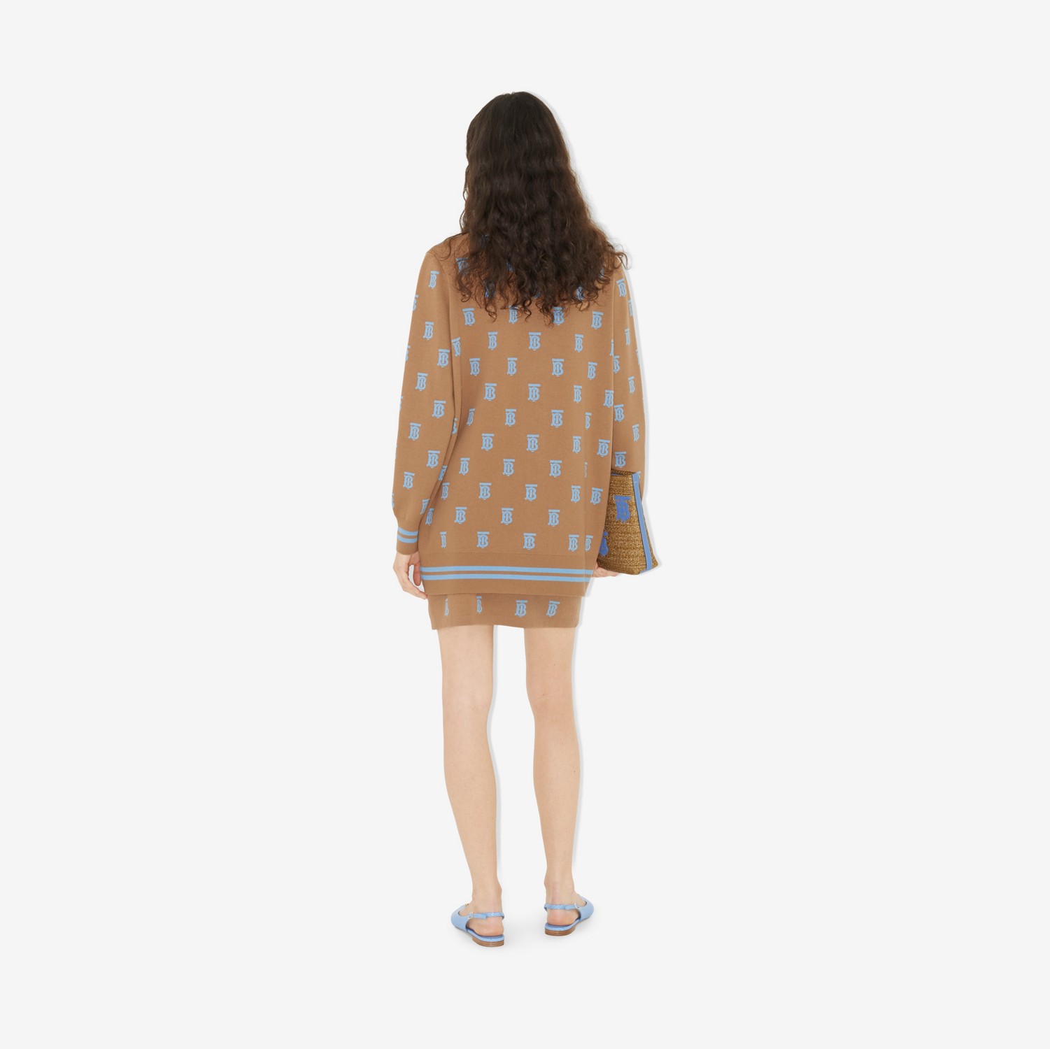 Minifalda en mezcla de lana y seda con monogramas (Cámel) - Mujer | Burberry® oficial