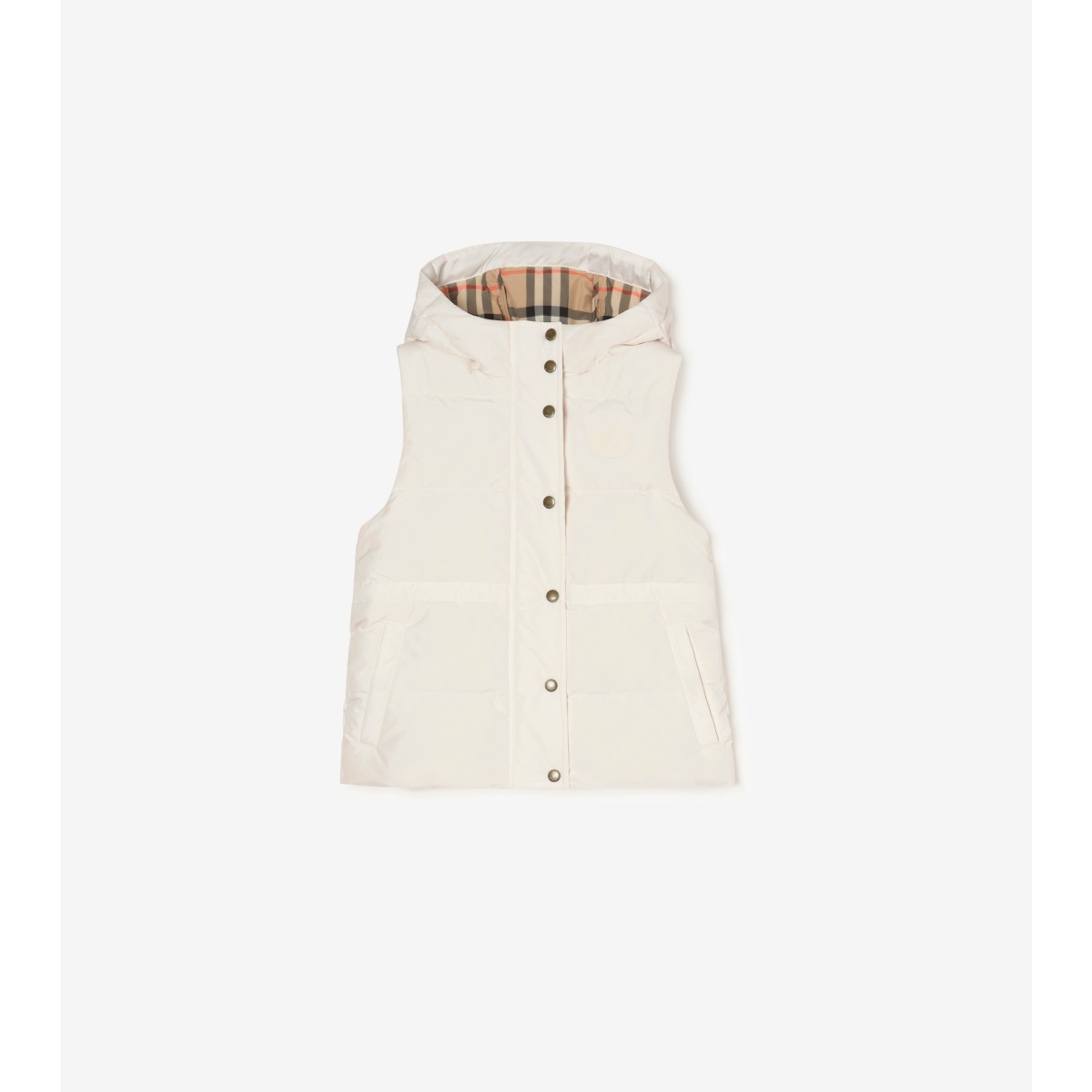  Check Detachable Sleeve Puffer Jacket