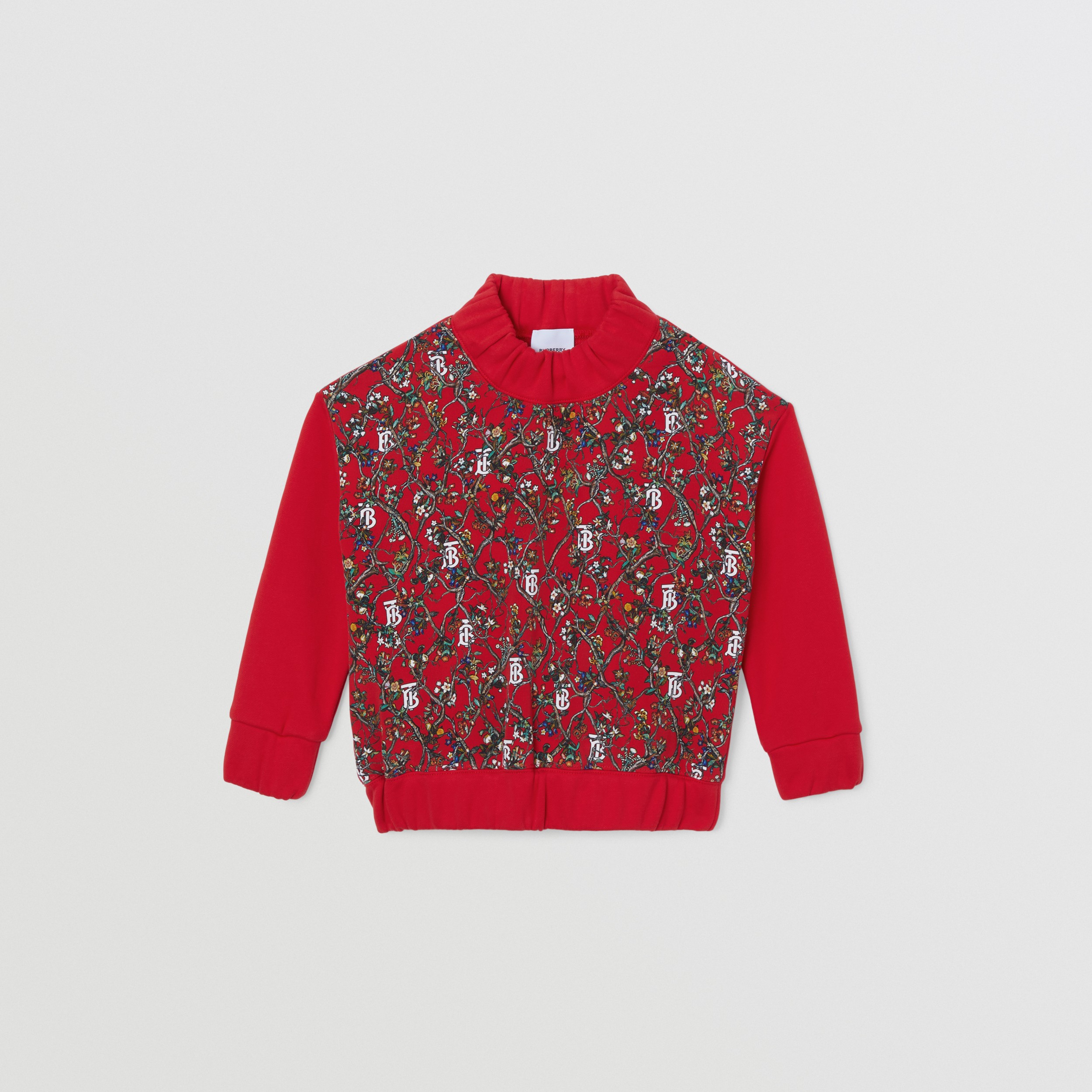 Monogram Motif Silk Panel Cotton Sweatshirt in Bright - | Burberry® Official