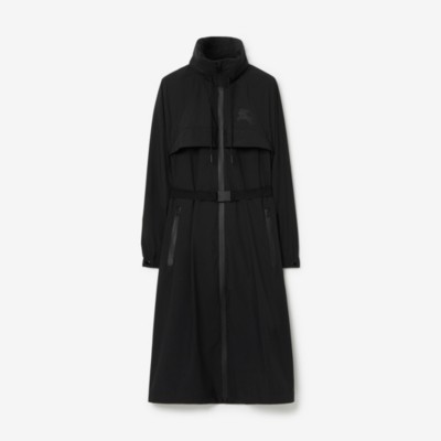 Burberry Ekd Print Belted Parka In Black