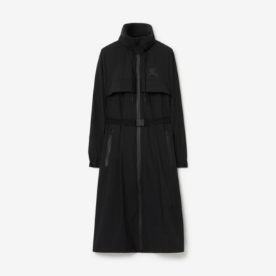 Shop Burberry Ekd Print Belted Parka In Black