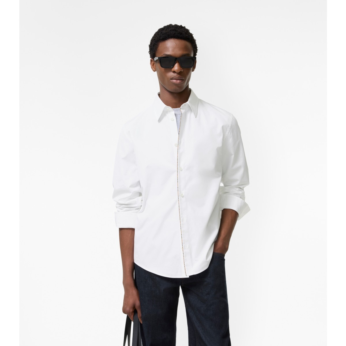  Check Piping Cotton Poplin Shirt
