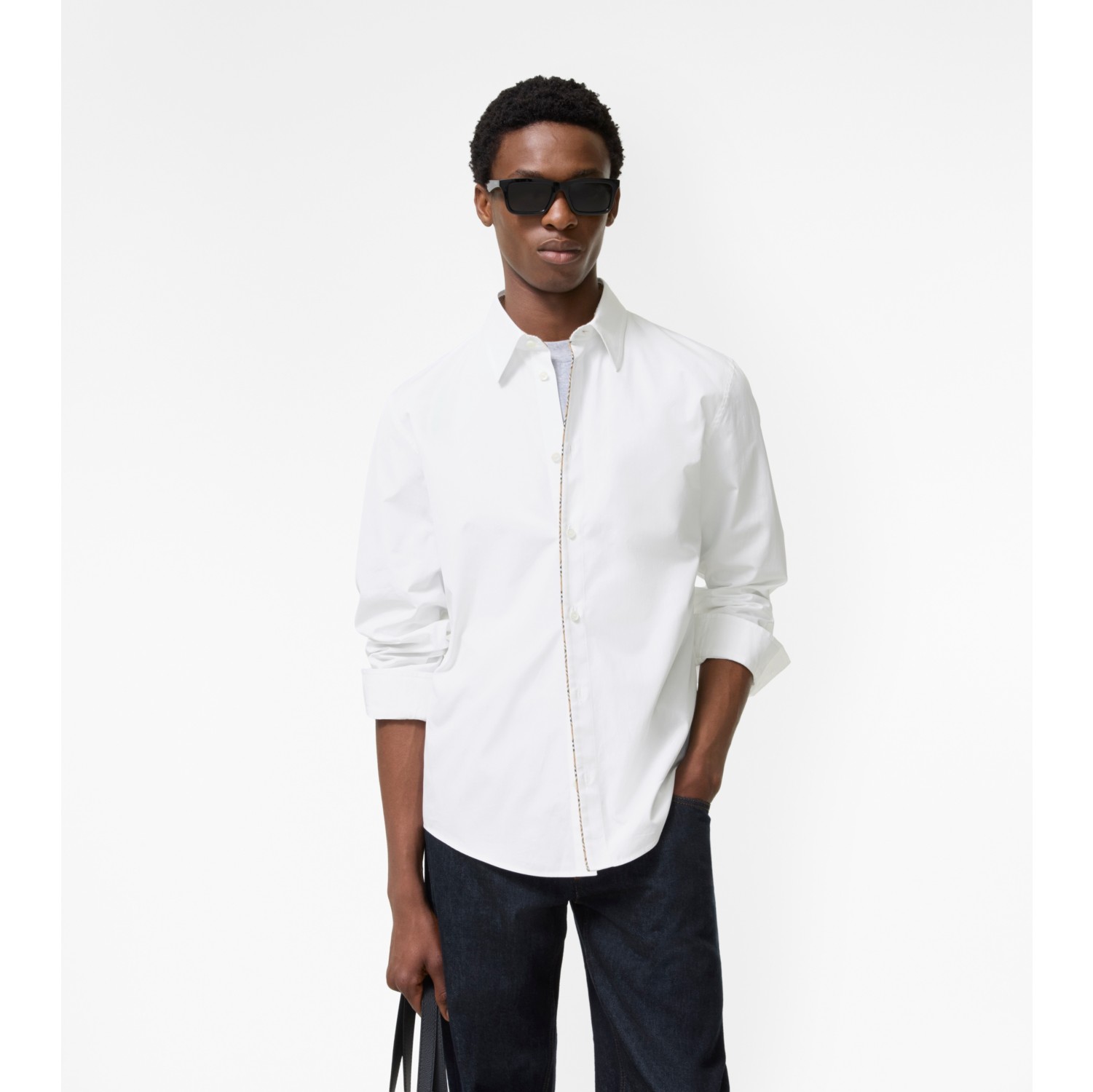 Check Piping Cotton Poplin Shirt