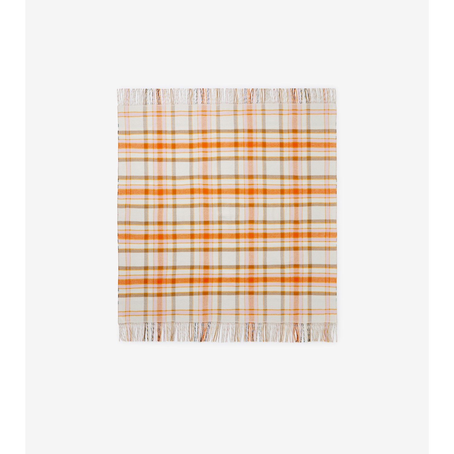 Check Cashmere Wool Reversible Blanket in Archive Beige/orange Women