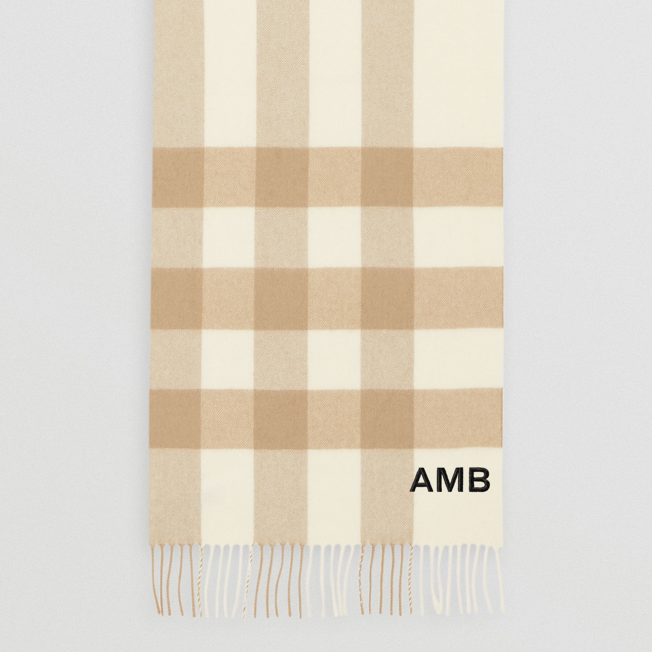 Check Cashmere Scarf in White | Burberry® Official - 4