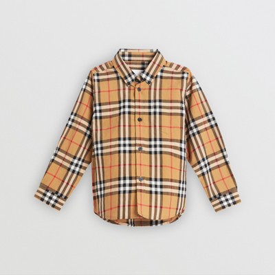 Check Cotton Shirt in Antique Yellow 