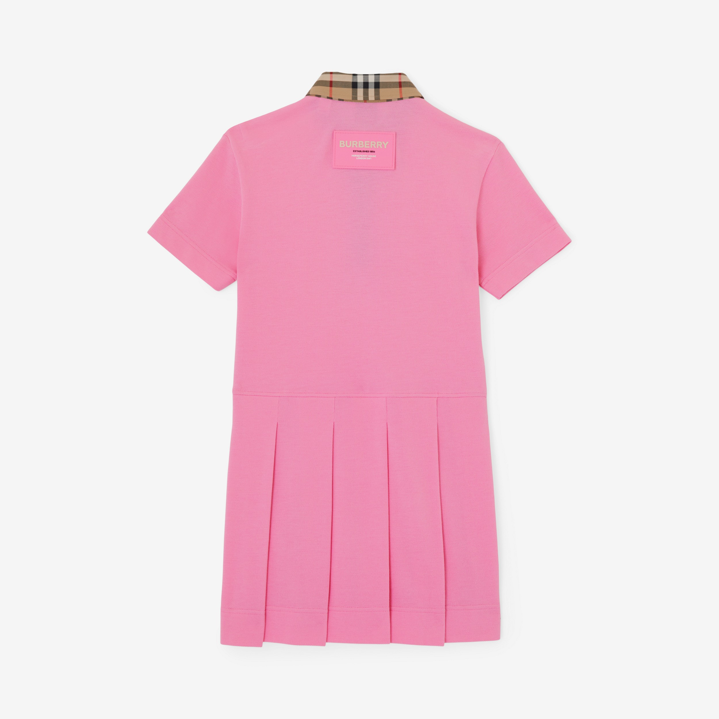 Vestido estilo camisa polo de algodão com detalhe em Vintage Check (Rosa Chiclete) | Burberry® oficial - 2