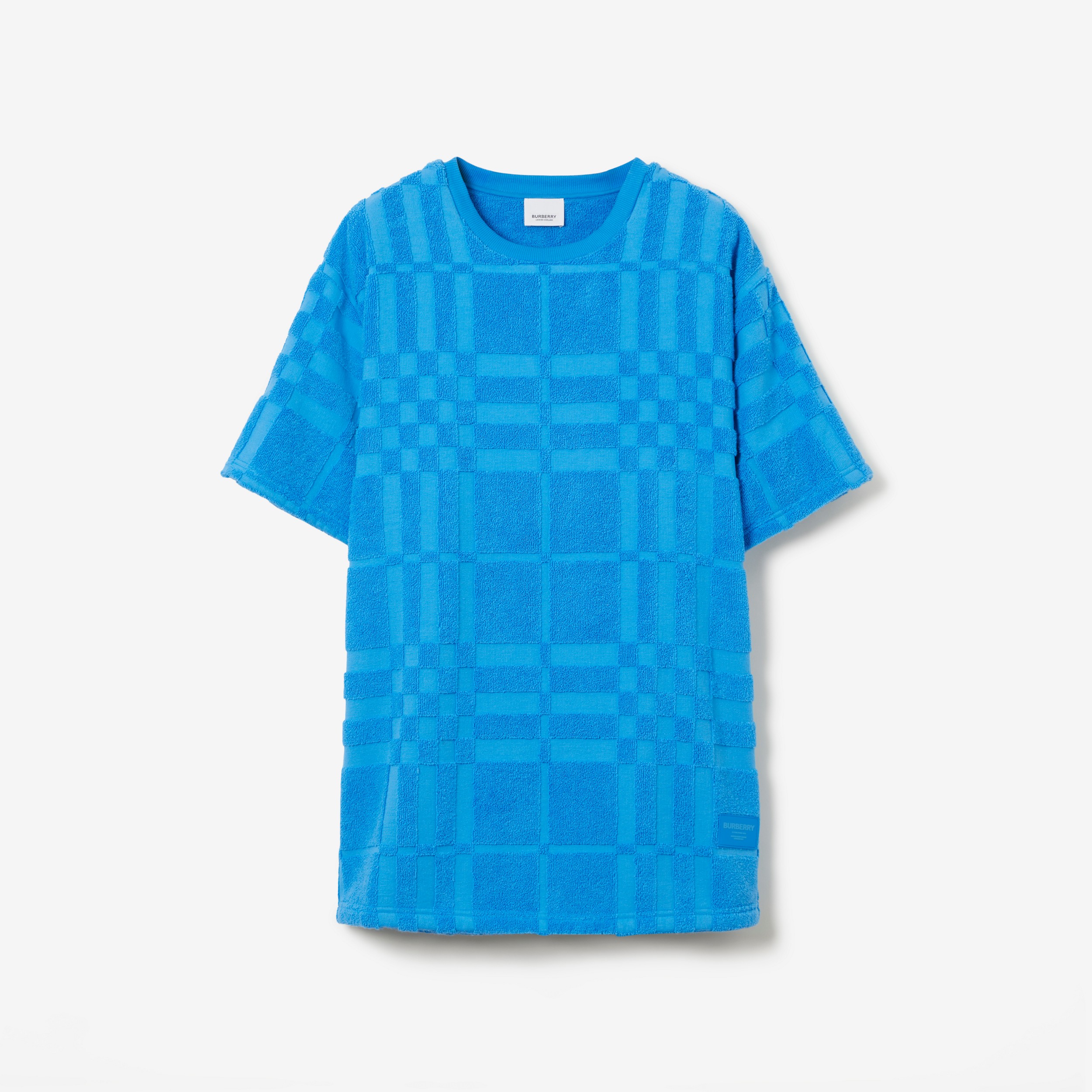 Camiseta de algodão Check (Azul Cerúleo Intenso) - Homens | Burberry® oficial - 1